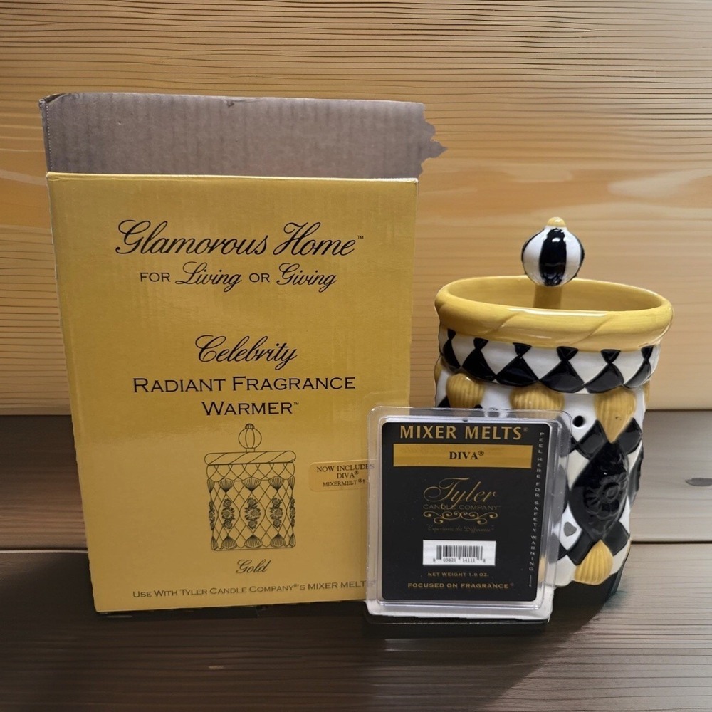 Tyler Candle Company Celebrity Radiant Fragrance Warmer Gold Harlequin Diva Wax